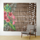 ラスティックトロピカルフラミンゴストリングライトウェディング タペストリー (インサイチュ(横))