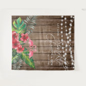 ラスティックトロピカルフラミンゴストリングライトウェディング タペストリー (正面(横))