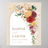 ラスティックトロピカルボホフラワーウェディングウェルカム ポスター (正面)