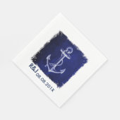 ラスティックネイビーブルーいかり航海の結婚式の引き出物 スタンダードランチョンナプキン (角)