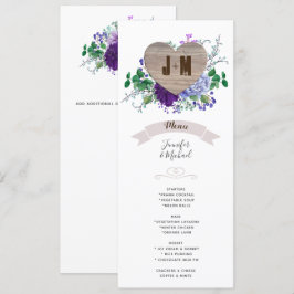 ラスティックハート ウェディングメニュー 水彩花ブルー 招待状