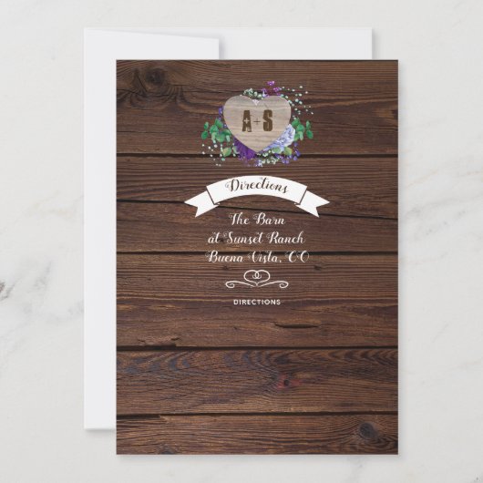 ラスティックハート ウェディング ディレクション ウォーターカラー フラワーズ 招待状 (正面)