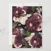 ラスティックバーガンディ、ブッシュピンク、ホワイトフラワルウェディング 招待状 (裏面)