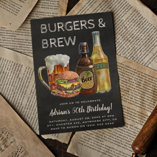 ラスティックバーガーとビールでお誕生日BBQを 招待状