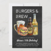 ラスティックバーガーとビールでお誕生日BBQを 招待状 (正面)
