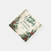 ラスティックバーチパインコーン クリスマスパーティー スタンダードカクテルナプキン (角)