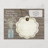 ラスティックバーンウェディング ウッド メイソンジャー ベイビーズブレス 案内ポストカード (裏面)