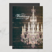 ラスティックバーンウッドシャンデリアのウェディング 招待状 (正面/裏面)