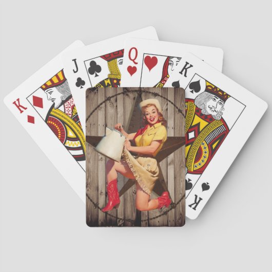 ラスティックバーンウッドテキサス州スターウエスタンカントリー女性のカーボーイ トランプ (裏面)