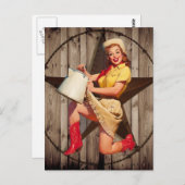 ラスティックバーンウッドテキサス州スターウエスタンカントリー女性のカーボーイ ポストカード (正面/裏面)