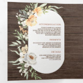 ラスティックバーンウッドボホーアーシー ピーチフラワーのウェディング 三つ折り招待状 (内部最初)