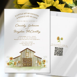 ラスティックバーンカントリースンフラワー水彩ウェディングI 招待状