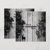 ラスティックバーンボードの鹿と木の結婚式招待状 招待状 (正面/裏面)