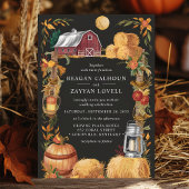 ラスティックバーン ブラック オータム フローラル ランタン ウェディング 招待状