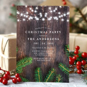 ラスティックパインのストリングライト - 木のクリスマスパーティー 招待状