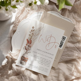 ラスティックパンパスグラス ウェディング用QRコード付「We Do」 招待状