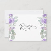 ラスティックパープルフラワーユーカリWedding RSVP (正面)