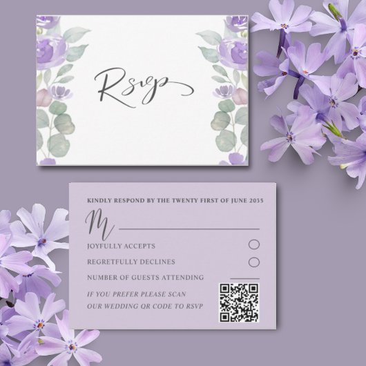 ラスティックパープルフラワーユーカリWedding RSVP