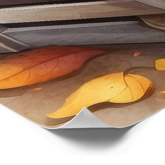 ラスティックヒマワリの木箱 オータムウォールポスター ポスター (角)