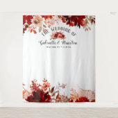 ラスティックビューティーフラワーのウェディングフォトブースの背景 タペストリー (正面)