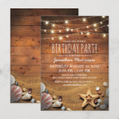 ラスティックビーチトロピカルネイティブバースデーパーティー 招待状 (正面/裏面)