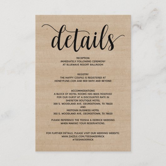 ラスティックファームウェディングの詳細 付属カード エンクロージャーカード (正面)