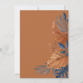 ラスティックブラウンとミッドナイトブルーの葉のウェディング 招待状 (裏面)