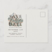 ラスティックブラウンの水彩画風の山の写真の結婚式 案内ポストカード (裏面)