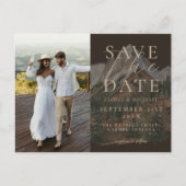 ラスティックブラウンの水彩画風の山の写真の結婚式 案内ポストカード (正面)