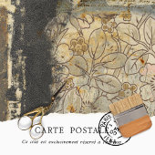 ラスティックブラウンの花柄ディストレスドデクパージュ家具 薄葉紙