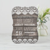 ラスティックブラウンウッド＆ホワイトレースのベイビーシャワー 招待状 (スタンド正面)