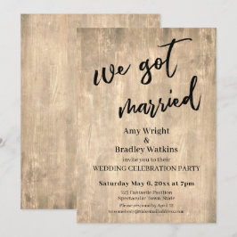 ラスティックブラウンウッド　私たち結婚しました　結婚式の披露宴 招待状
