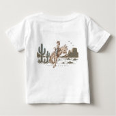 ラスティックブラウンカウボーイ ファーストロデオ 1歳誕生日 ベビーTシャツ (裏面)