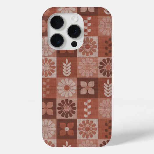 ラスティックブラウンジュート生地花葉柄模様 Case-Mate iPhoneケース (裏面)
