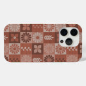 ラスティックブラウンジュート生地花葉柄模様 Case-Mate iPhoneケース (裏面 (横))