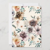 ラスティックブラウンフローラルホースカウガールベイビーシャワー 招待状 (裏面)