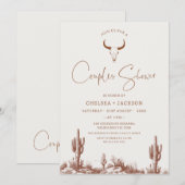 ラスティックブラウン ウエスタン カップル シャワー ブライダル 招待状 (正面/裏面)