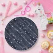 ラスティックブルーの木製の星  ペーパープレート (パーティー)