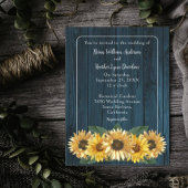 ラスティックブルーひまわりウェディング招待状 招待状