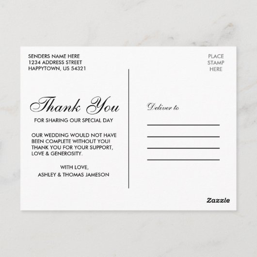 ラスティックブルーウッドひまわりフラワーウェディングサンクス ポストカード (裏面)