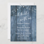 ラスティックブルーウッド&ライト 私たちと一緒に祝おう 招待状 (正面)