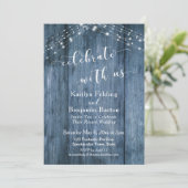 ラスティックブルーウッド&ライト 私たちと一緒に祝おう 招待状 (スタンド正面)