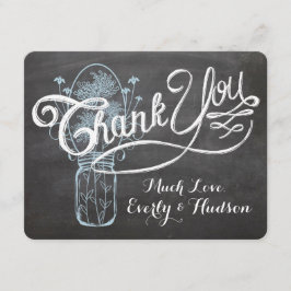 ラスティックブルーメイソンベアー黒板ウェディング サンキューカード