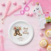 ラスティックブーツとバブルリーウェスタン ブライダルシャワー ペーパープレート (パーティー)