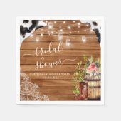 ラスティックブーツカウガールウェスタン ブライダルシャワー スタンダードカクテルナプキン (正面)