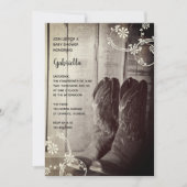 ラスティックブーツ フラワー カントリー ウエスタン ベイビー シャワー 招待状 (正面)