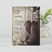 ラスティックブーツ フラワー カントリー ウエスタン ベイビー シャワー 招待状 (スタンド正面)