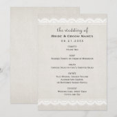 ラスティックベージュリネンとレースの結婚式 メニュー (正面/裏面)