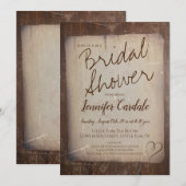 ラスティックペーパー ヴィンテージカントリー ハート ブライダルシャワー 招待状 (正面/裏面)