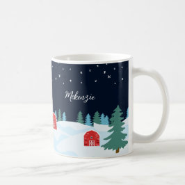 ラスティックホワイトクリスマスパーソナライズド コーヒーマグカップ